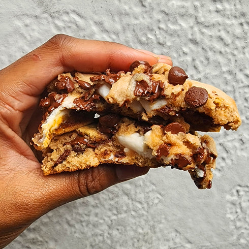 UniCookies Vegan S'more Unity Cookie. Split open for detail, scale, and desire.
